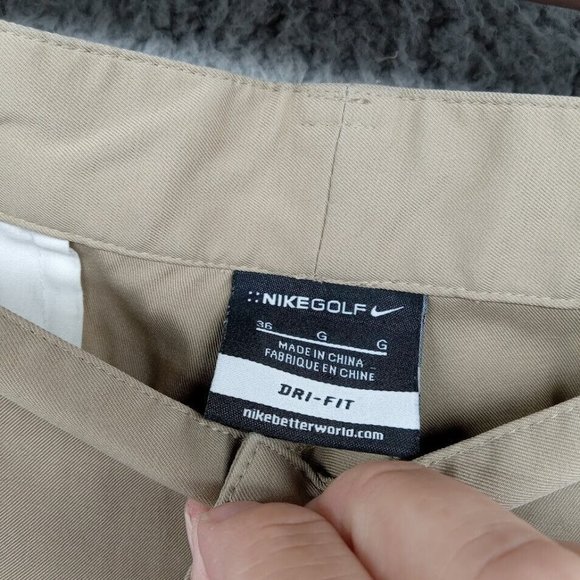 Nike Shorts Mens 36 Khaki Beige Dri Fit Golf Proformance Outdoors Activewear Spo - Picture 5 of 8